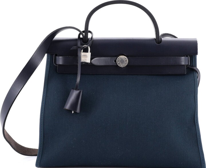 Pre-Owned Hermes Herbag Zip Leather and Toile 31