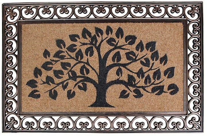 A1 Home Collections First Impression Hand Finished Rubber and Coir Tree of Life Classic Paisley Border Extra Large Double Doormat (30 x 48)