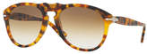 Thumbnail for your product : Persol PO649S Aviator Sunglasses, Spotted Havana/Brown