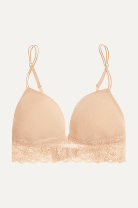 Cosabella Never Say Never Soire Lace-trimmed Mesh Soft-cup Bra - Neutral