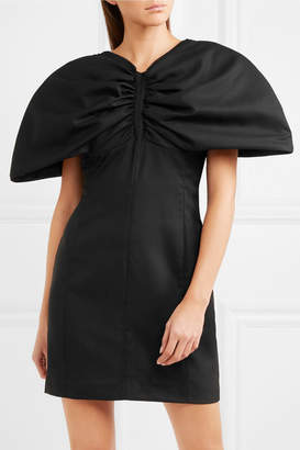 Jacquemus Vallauris Gathered Wool-piqué Mini Dress - Black