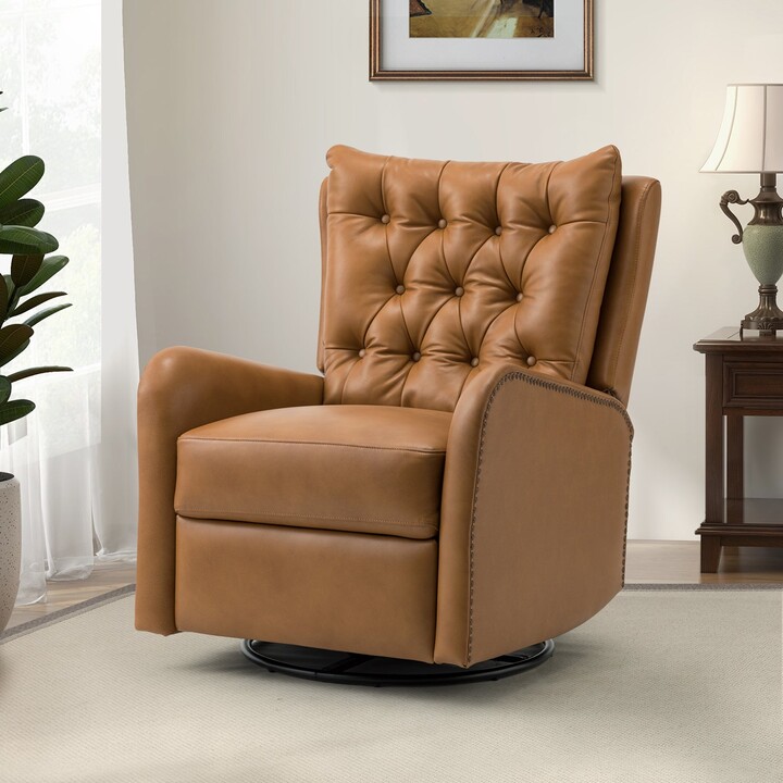 Hulala Home Francisco Genuine Leather Manual Swivel Recliner with Metal Base ShopStyle
