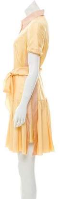 Prada Fluted Silk Dress Yellow Fluted Silk Dress