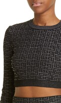 Thumbnail for your product : Balmain Metallic Monogram Crop Sweater