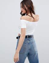 Thumbnail for your product : ASOS DESIGN Off Shoulder Crop Top In Rib