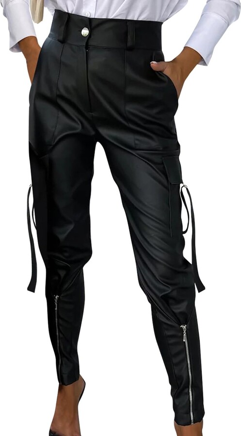 Faux Leather Ribbed Pants
