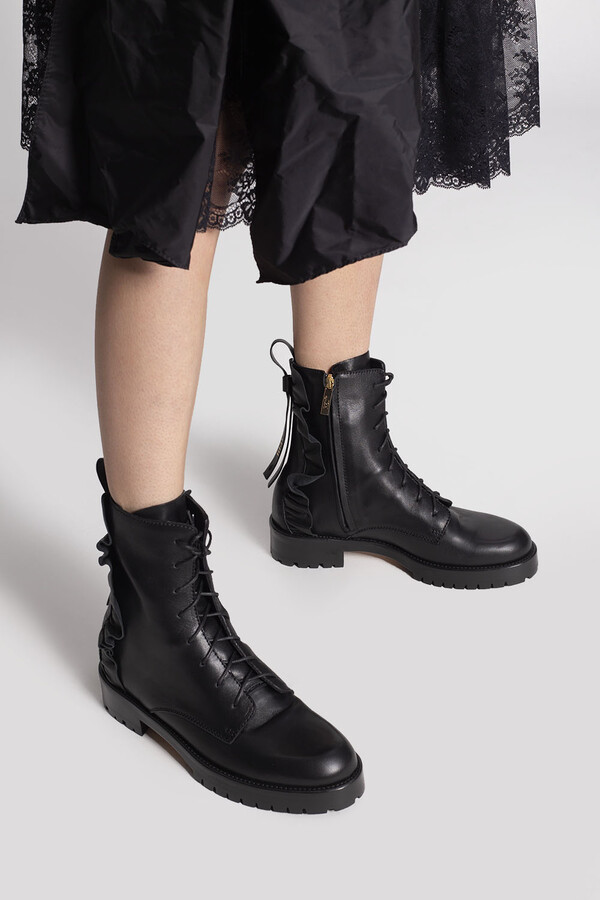 RED Valentino Leather Ankle Boots Women's Black - ShopStyle