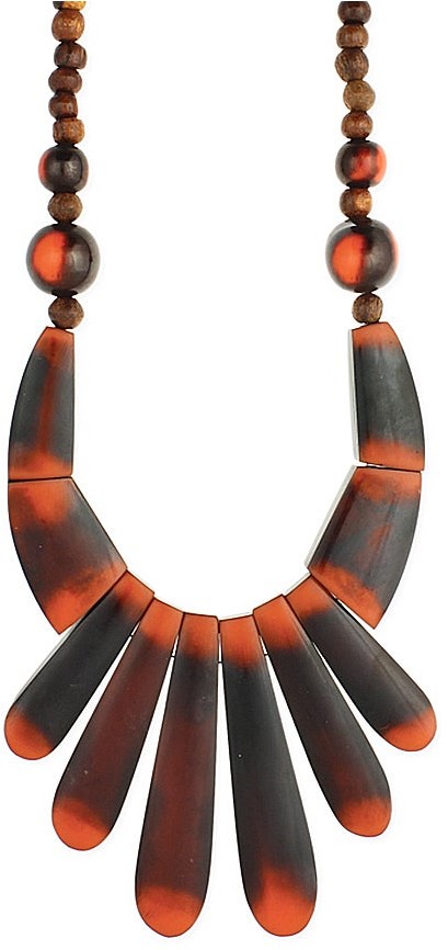 beaded handmade unique wooden metal statement bold necklace pendant jewelry B45