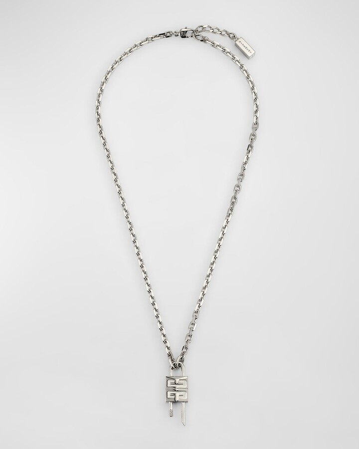 Givenchy Silvery Mini Lock Necklace - ShopStyle