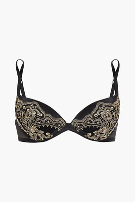 I.D. Sarrieri Metallic Embroidered Satin And Tulle Underwired Push-up Bra
