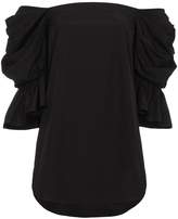 Thumbnail for your product : Bardot Monographie Black Cotton Puff Sleeve Top