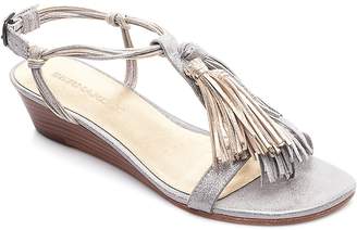 Bernardo Court Metallic Tassel Demi Wedge Sandals