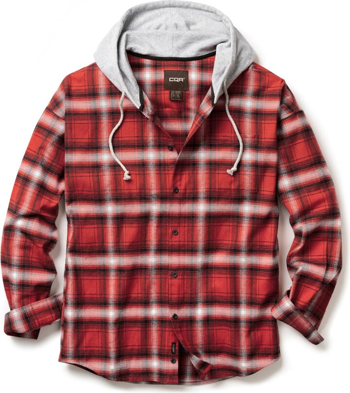 CQR Men's Flannel Loose Fit Hooded Shirt - ShopStyle Jumpers & Hoodies