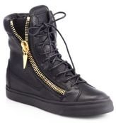 Thumbnail for your product : Giuseppe Zanotti Leather High-Top Wedge Sneakers