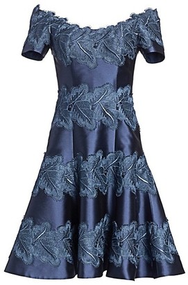 Helen Morley Lace-Accent Fit-&-Flare Cocktail Dress
