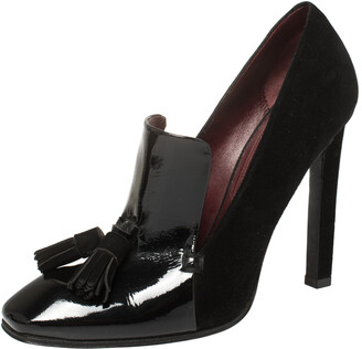 Celine Black Suede And Patent Leather Tassel Loafer Pumps Size 36 -  ShopStyle