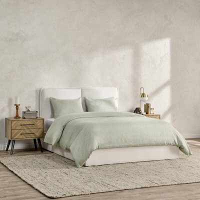Villa by Classic Home Jayson 3-Piece Linen Blend Fabric Sage Duvet Set