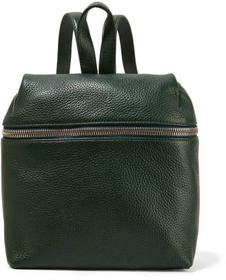 Kara Small Textured-leather Backpack - Forest green