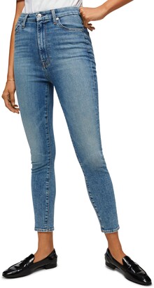 Skinny 7/8 High waist Jeans en el look usado con elementos decorativos häkelspitze