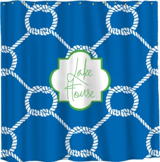 The Well Appointed House Personalized Shower Curtain with Nautical Rope Pattern