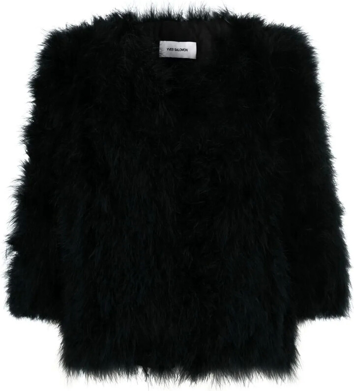Yves Salomon Single-Breasted Feather Jacket