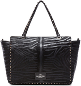 Thumbnail for your product : Valentino Noir Medium Rockstud Trapeze Tote in Black Cavallino