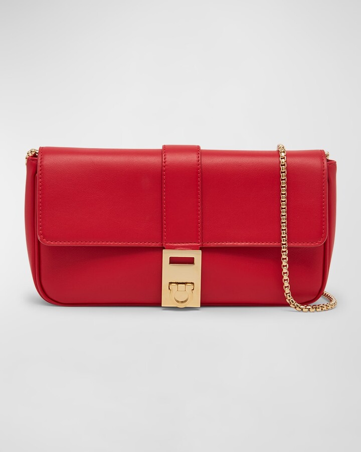 Women’s paprika red suede and Mousse leather flap crossbody bag – FIONA G