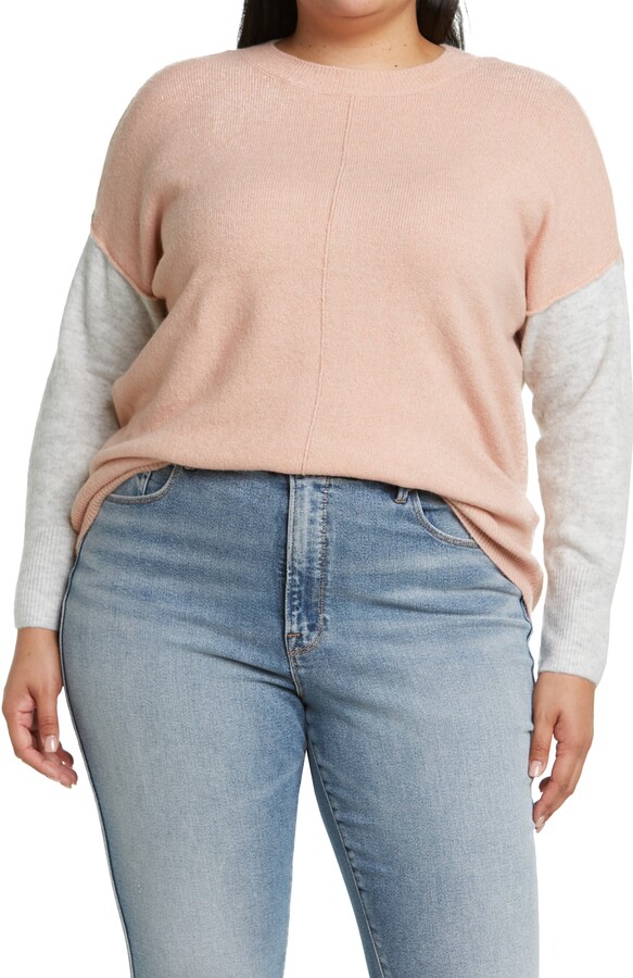 Vince Camuto Extended Shoulder Colorblock Sweater - ShopStyle