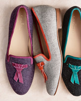 Thumbnail for your product : Cole Haan Sabrina Tassel Suede-Trim Flannel Loafer, Light Gray