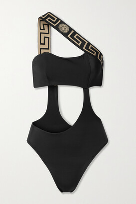 Versace One-shoulder Cutout Swimsuit - Black