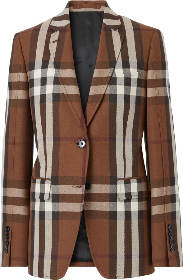 Burberry Exploded Check single-breasted blazer - ShopStyle