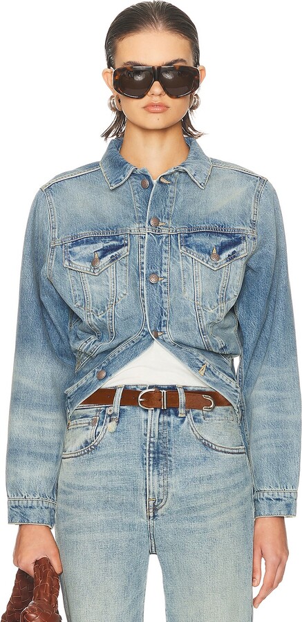 R13 Wrap Around Trucker Jacket in Blue