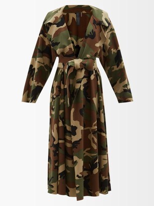 Norma Kamali Camouflage-print Technical-jersey Trench Coat - Camouflage ...