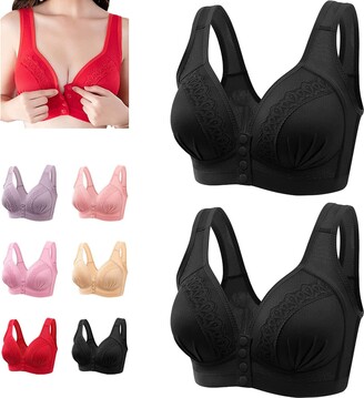 FunAloe 3Pcs Front Fastening Bras for Women UK Non Wired Support