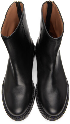 LEGRES Black Leather Officer Boots
