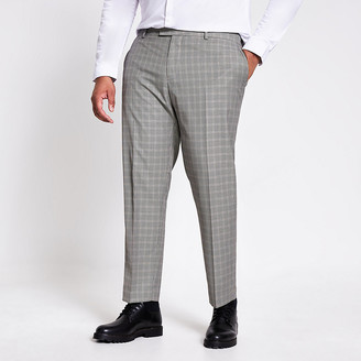 grey check skinny fit trousers