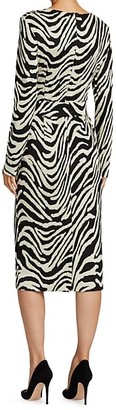 Escada V-Neck Jacquard Zebra-Print Midi Dress