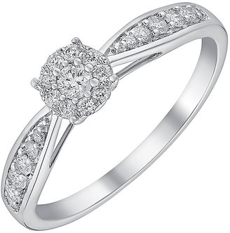 9ct White Gold 0.25ct Halo Cluster Diamond Ring