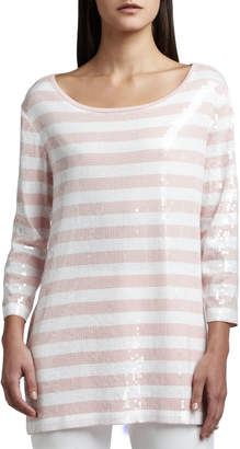 Joan Vass Sequined Striped Tunic