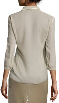 Thumbnail for your product : Nina Ricci 3/4-Sleeve Button-Front Blouse, Sage Beige
