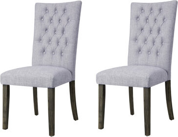 Wildon Home Elegant Grey Linen Button Tufted Side Chairs (Set Of 2), Perfect For Diverse Interior Styles And Comfortable Seating.