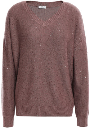 Brunello Cucinelli Sequin-embellished Cashmere And Silk-blend Sweater
