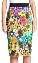 Thumbnail for your product : Milly Tropical-Print Pencil Skirt