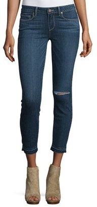 Paige Verdugo Distressed Cropped Jeans, Blue