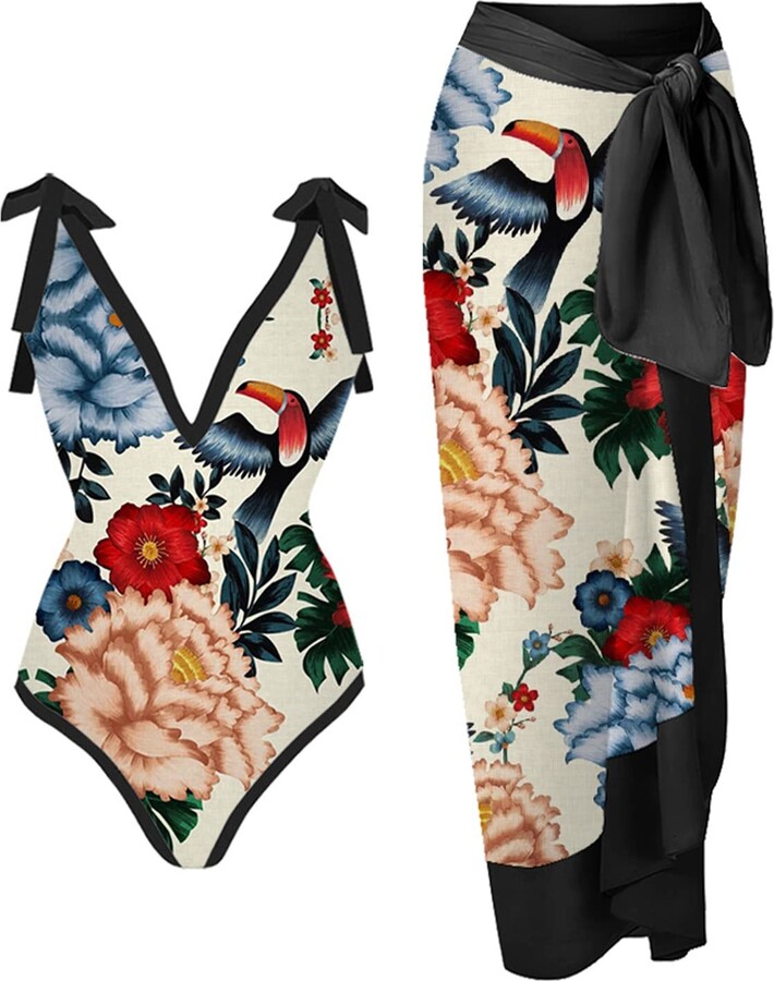 KOUZHAOA Swimsuit Shorts And Top Cheetah Bathing Suit Burnt Orange One