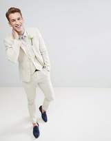 Thumbnail for your product : ASOS Wedding Super Skinny Suit Pants In Stone Linen