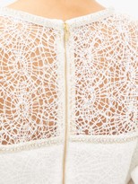 Thumbnail for your product : Self-Portrait Crystal And Beaded Puff-sleeve Peplum-hem Top - Ivory