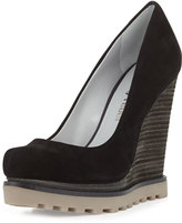 Thumbnail for your product : Luxury Rebel Syri Suede Stacked Wedge, Black