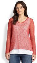Thumbnail for your product : Eileen Fisher Eileen Fisher, Sizes 14-24 Linen V-Neck Top