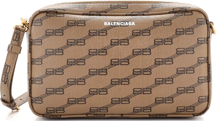 Balenciaga women's signature small camera bag bb monogram coated canvas in  beige-Via Manzoni